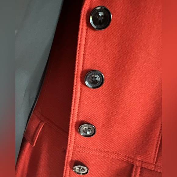Brand new AUTHENTIC BURBERRY virgin wool and cashmere blend red-orange coat US8 - Picture 9 of 10